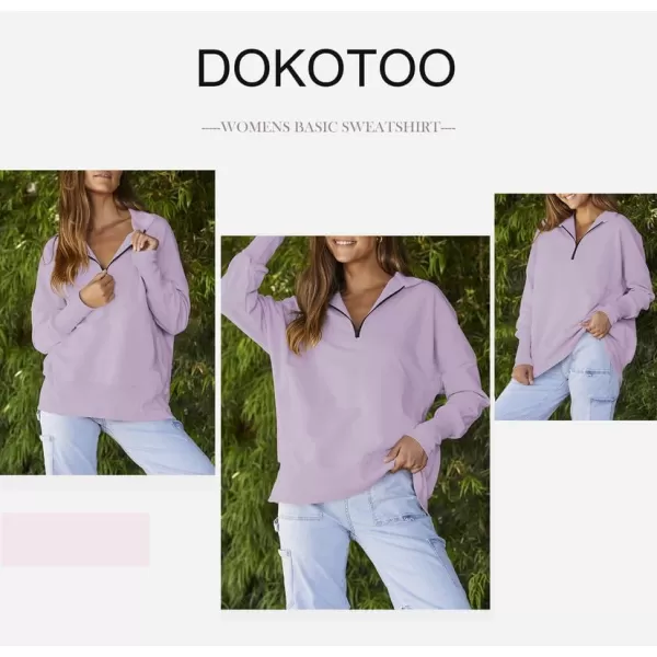 Dokotoo Women's Casual Oversized Half Zip Sweatshirts Long Sleeve Solid Color Pullover Jackets with Pockets
