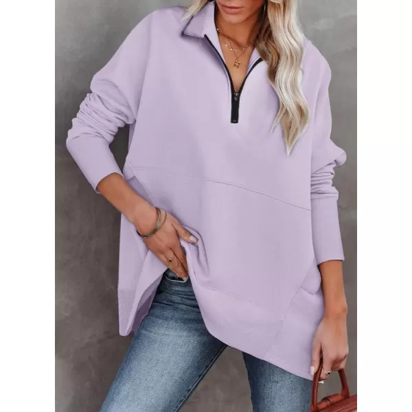 Dokotoo Women's Casual Oversized Half Zip Sweatshirts Long Sleeve Solid Color Pullover Jackets with Pockets