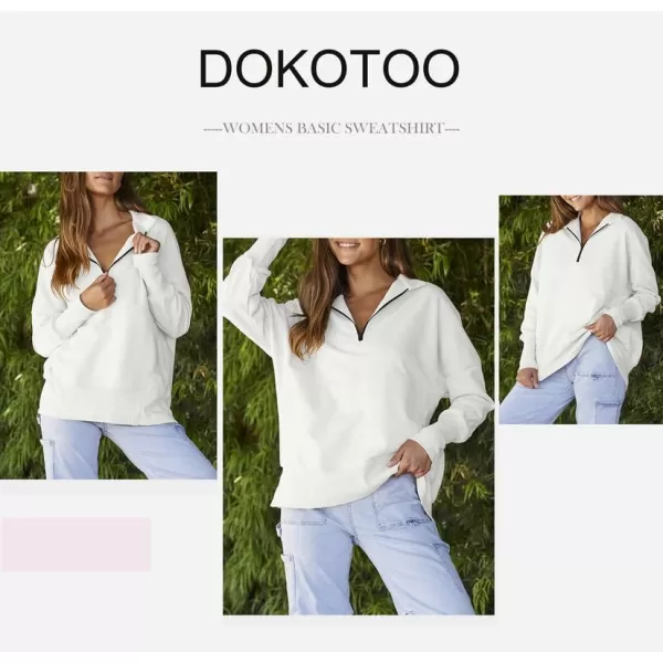 Dokotoo Women's Casual Oversized Half Zip Sweatshirts Long Sleeve Solid Color Pullover Jackets with Pockets