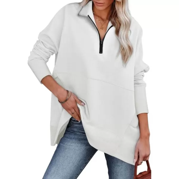 Dokotoo Women's Casual Oversized Half Zip Sweatshirts Long Sleeve Solid Color Pullover Jackets with Pockets