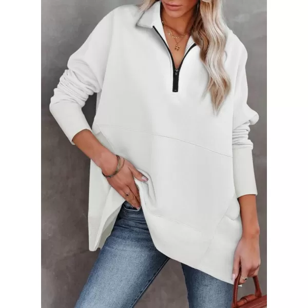 Dokotoo Women's Casual Oversized Half Zip Sweatshirts Long Sleeve Solid Color Pullover Jackets with Pockets