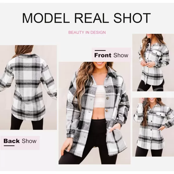 Dokotoo Womens Casual Plaid Button Down Long Sleeve Shirts Flannel Shacket Jacket Coats
