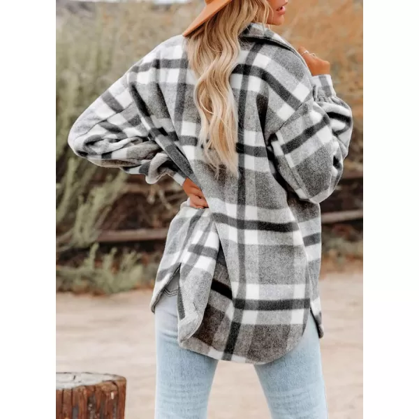 Dokotoo Womens Casual Plaid Button Down Long Sleeve Shirts Flannel Shacket Jacket Coats