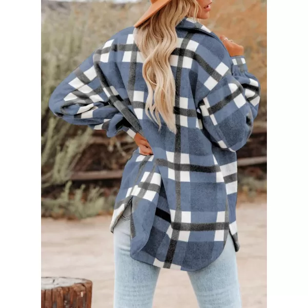 Dokotoo Womens Casual Plaid Button Down Long Sleeve Shirts Flannel Shacket Jacket Coats