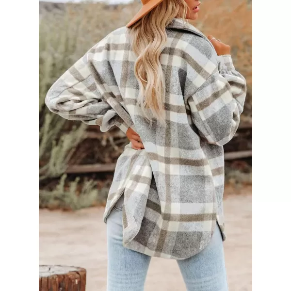 Dokotoo Womens Casual Plaid Button Down Long Sleeve Shirts Flannel Shacket Jacket Coats