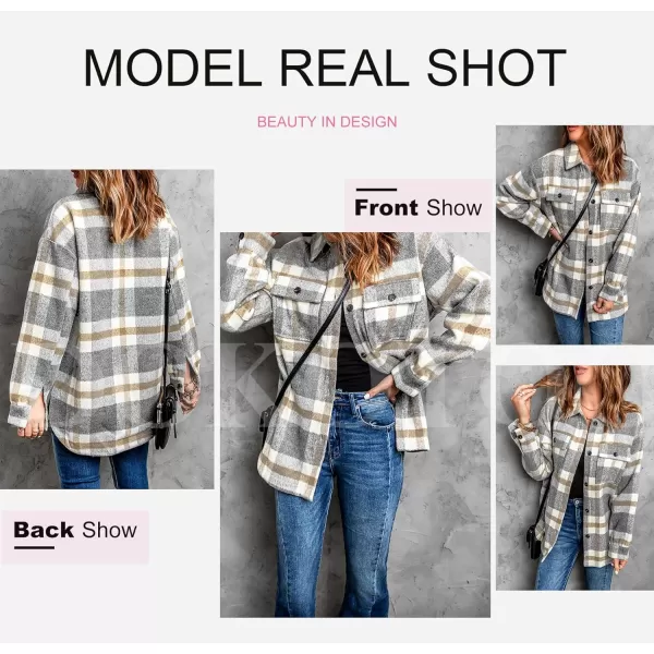 Dokotoo Womens Casual Plaid Button Down Long Sleeve Shirts Flannel Shacket Jacket Coats