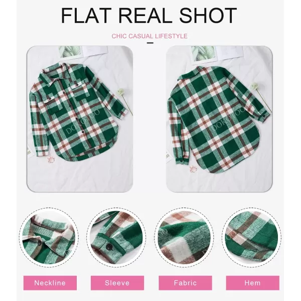 Dokotoo Womens Casual Plaid Button Down Long Sleeve Shirts Flannel Shacket Jacket Coats
