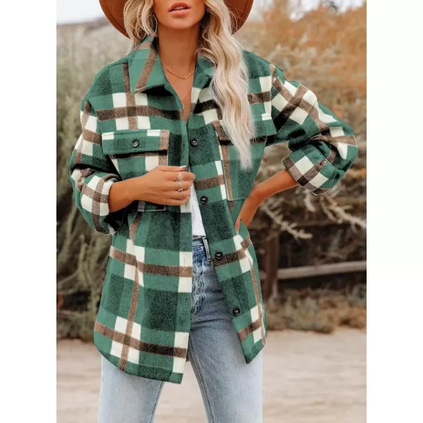 Dokotoo Womens Casual Plaid Button Down Long Sleeve Shirts Flannel Shacket Jacket Coats