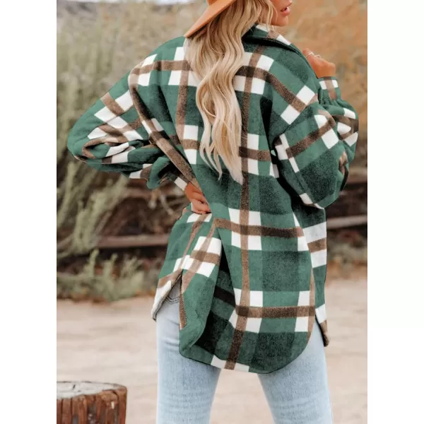 Dokotoo Womens Casual Plaid Button Down Long Sleeve Shirts Flannel Shacket Jacket Coats