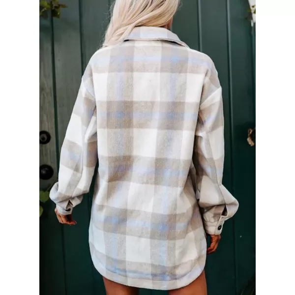 Dokotoo Womens Casual Plaid Button Down Long Sleeve Shirts Flannel Shacket Jacket Coats