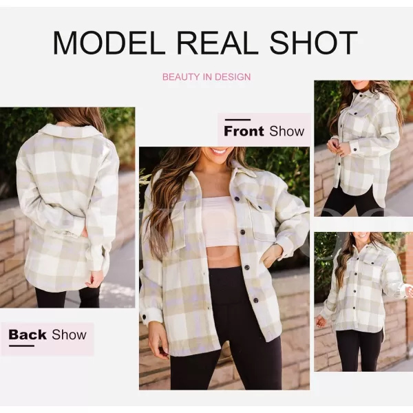Dokotoo Womens Casual Plaid Button Down Long Sleeve Shirts Flannel Shacket Jacket Coats