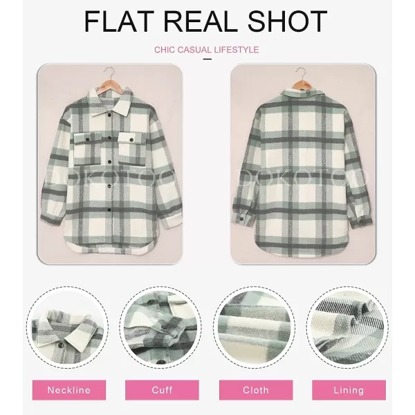 Dokotoo Womens Casual Plaid Button Down Long Sleeve Shirts Flannel Shacket Jacket Coats