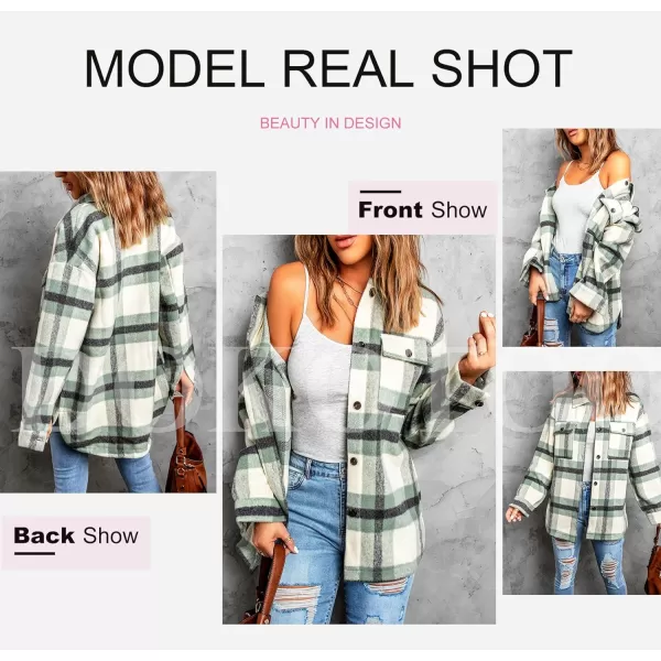 Dokotoo Womens Casual Plaid Button Down Long Sleeve Shirts Flannel Shacket Jacket Coats
