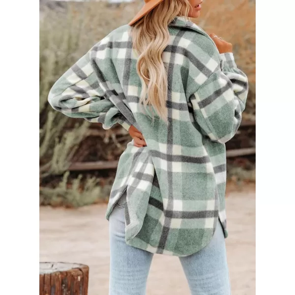 Dokotoo Womens Casual Plaid Button Down Long Sleeve Shirts Flannel Shacket Jacket Coats