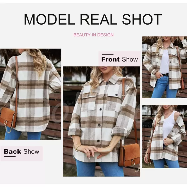 Dokotoo Womens Casual Plaid Button Down Long Sleeve Shirts Flannel Shacket Jacket Coats