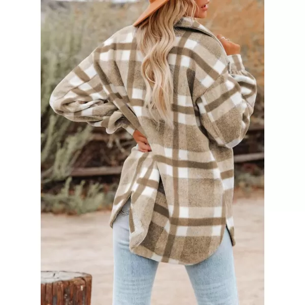 Dokotoo Womens Casual Plaid Button Down Long Sleeve Shirts Flannel Shacket Jacket Coats