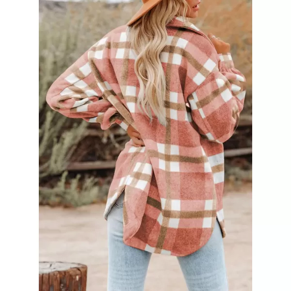 Dokotoo Womens Casual Plaid Button Down Long Sleeve Shirts Flannel Shacket Jacket Coats