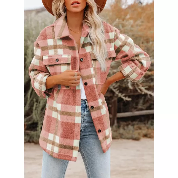 Dokotoo Womens Casual Plaid Button Down Long Sleeve Shirts Flannel Shacket Jacket Coats