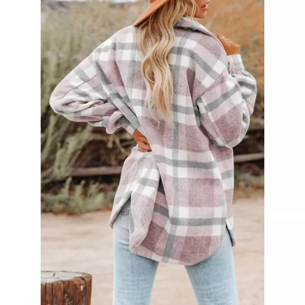 Dokotoo Womens Casual Plaid Button Down Long Sleeve Shirts Flannel Shacket Jacket Coats