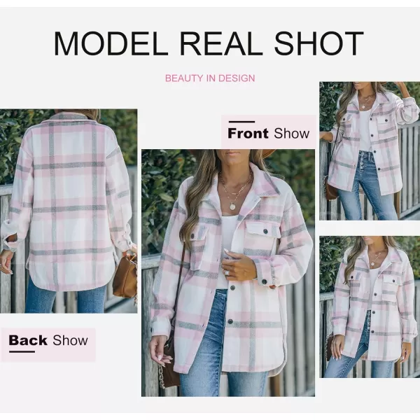 Dokotoo Womens Casual Plaid Button Down Long Sleeve Shirts Flannel Shacket Jacket Coats