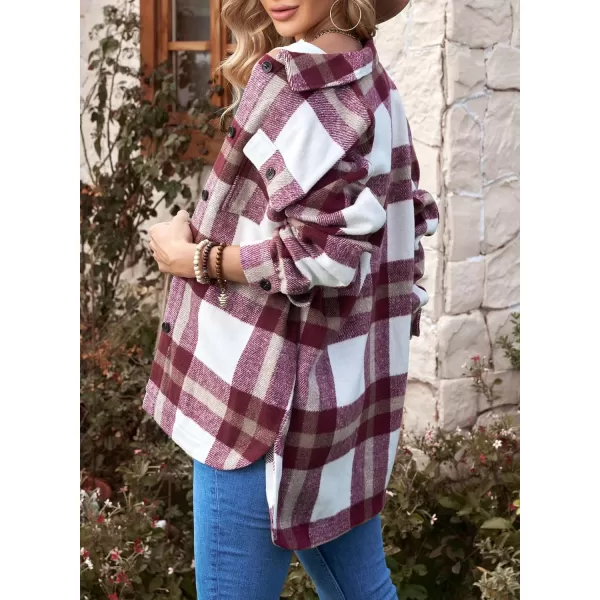 Dokotoo Womens Casual Plaid Button Down Long Sleeve Shirts Flannel Shacket Jacket Coats