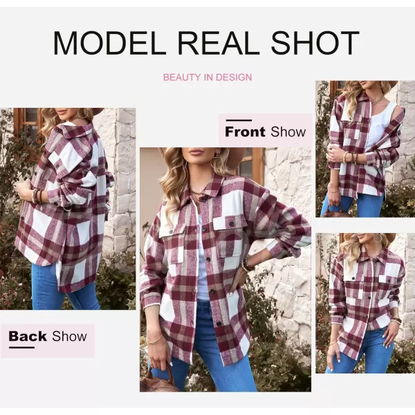 Dokotoo Womens Casual Plaid Button Down Long Sleeve Shirts Flannel Shacket Jacket Coats