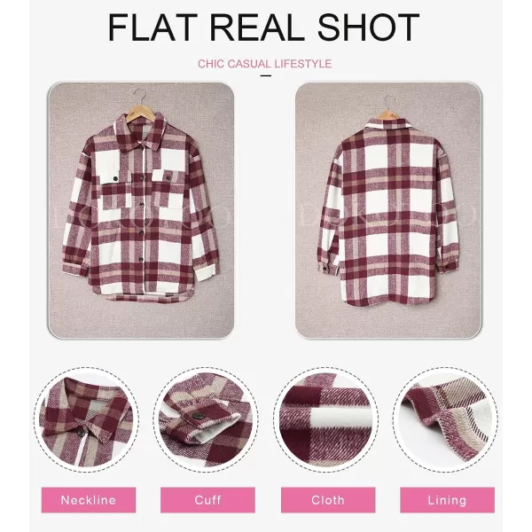 Dokotoo Womens Casual Plaid Button Down Long Sleeve Shirts Flannel Shacket Jacket Coats