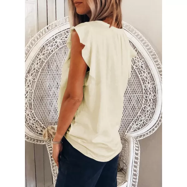 Dokotoo Women's Casual V Neck Ruffle Sleeve Summer Tank Tops Shirts
