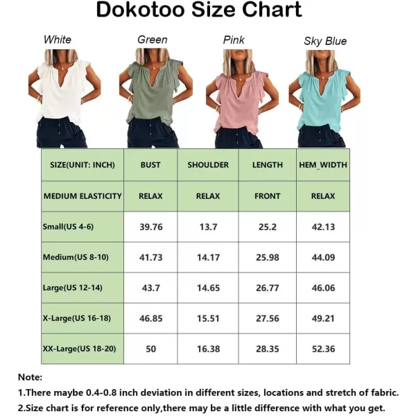 Dokotoo Women's Casual V Neck Ruffle Sleeve Summer Tank Tops Shirts