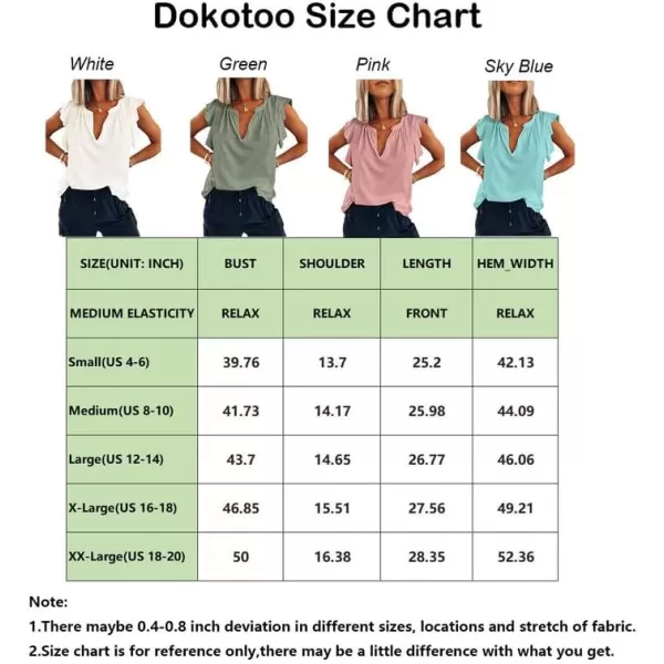 Dokotoo Women's Casual V Neck Ruffle Sleeve Summer Tank Tops Shirts