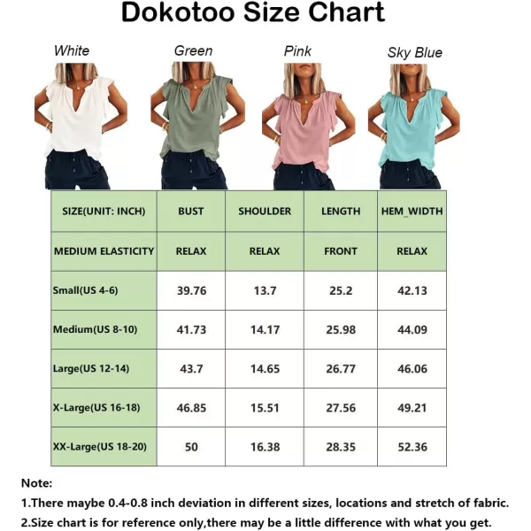 Dokotoo Women's Casual V Neck Ruffle Sleeve Summer Tank Tops Shirts