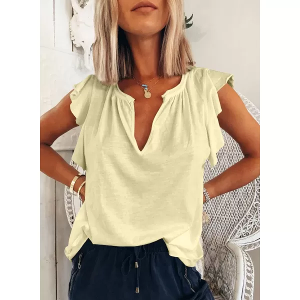 Dokotoo Women's Casual V Neck Ruffle Sleeve Summer Tank Tops Shirts