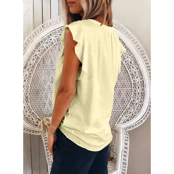 Dokotoo Women's Casual V Neck Ruffle Sleeve Summer Tank Tops Shirts