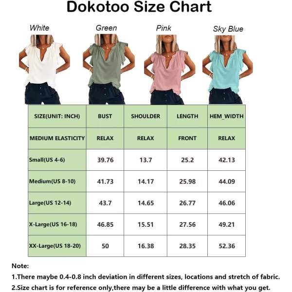 Dokotoo Women's Casual V Neck Ruffle Sleeve Summer Tank Tops Shirts