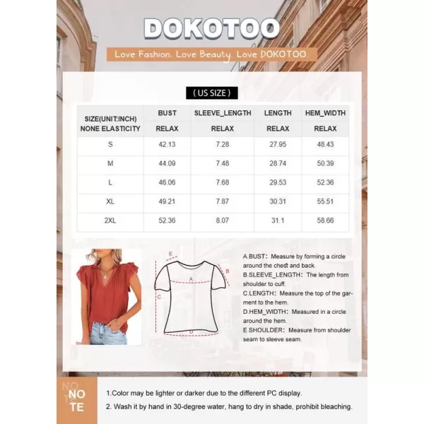 Dokotoo Women's Casual V Neck Tops Drawstring Short Sleeve T Shirt Blouses