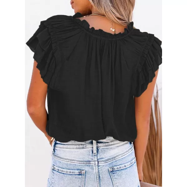 Dokotoo Women's Casual V Neck Tops Drawstring Short Sleeve T Shirt Blouses