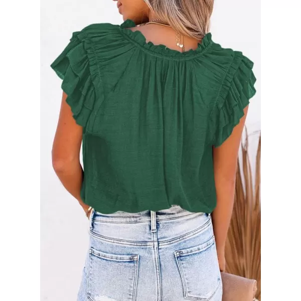 Dokotoo Women's Casual V Neck Tops Drawstring Short Sleeve T Shirt Blouses