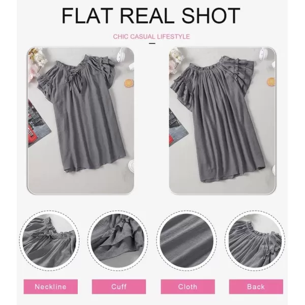 Dokotoo Women's Casual V Neck Tops Drawstring Short Sleeve T Shirt Blouses