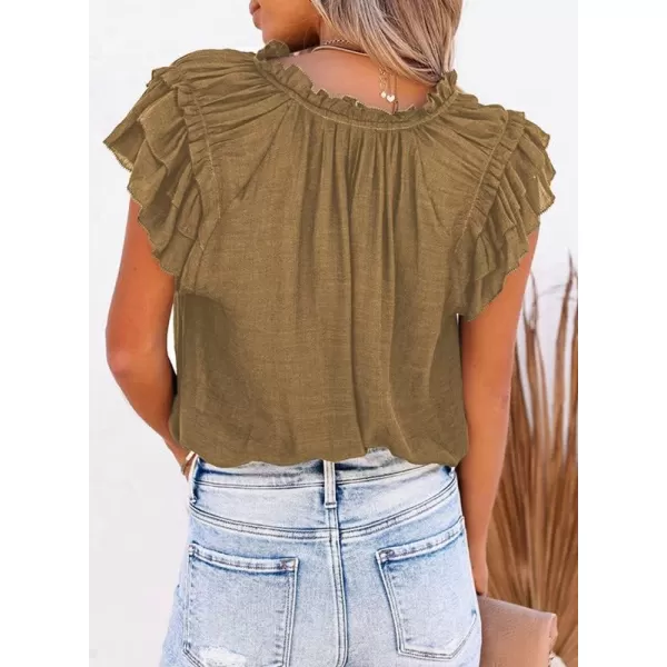Dokotoo Women's Casual V Neck Tops Drawstring Short Sleeve T Shirt Blouses