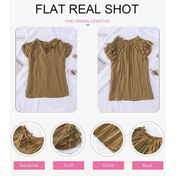 Dokotoo Women's Casual V Neck Tops Drawstring Short Sleeve T Shirt Blouses