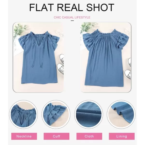 Dokotoo Women's Casual V Neck Tops Drawstring Short Sleeve T Shirt Blouses