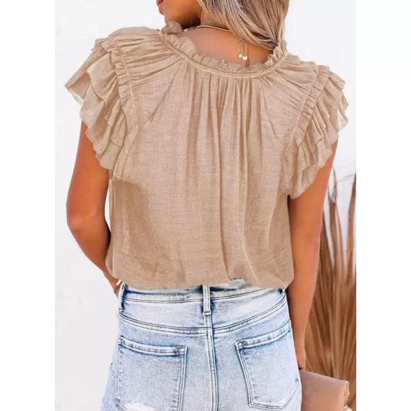 Dokotoo Women's Casual V Neck Tops Drawstring Short Sleeve T Shirt Blouses