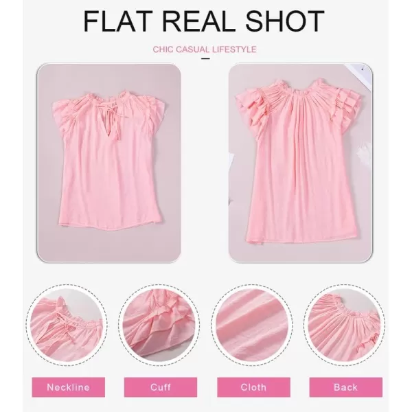 Dokotoo Women's Casual V Neck Tops Drawstring Short Sleeve T Shirt Blouses