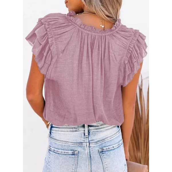 Dokotoo Women's Casual V Neck Tops Drawstring Short Sleeve T Shirt Blouses