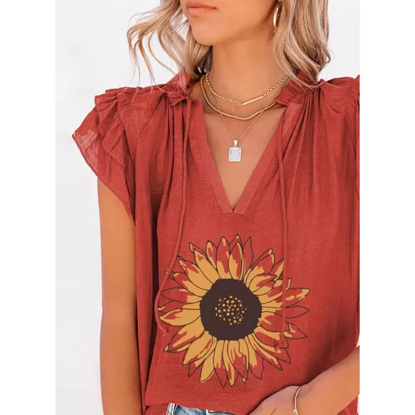 Dokotoo Women's Casual V Neck Tops Drawstring Short Sleeve T Shirt Blouses