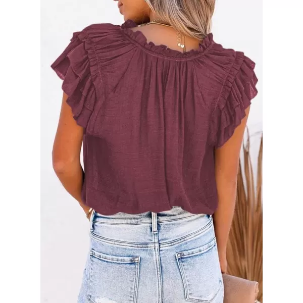 Dokotoo Women's Casual V Neck Tops Drawstring Short Sleeve T Shirt Blouses