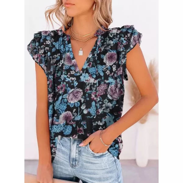 Dokotoo Women's Casual V Neck Tops Drawstring Short Sleeve T Shirt Blouses