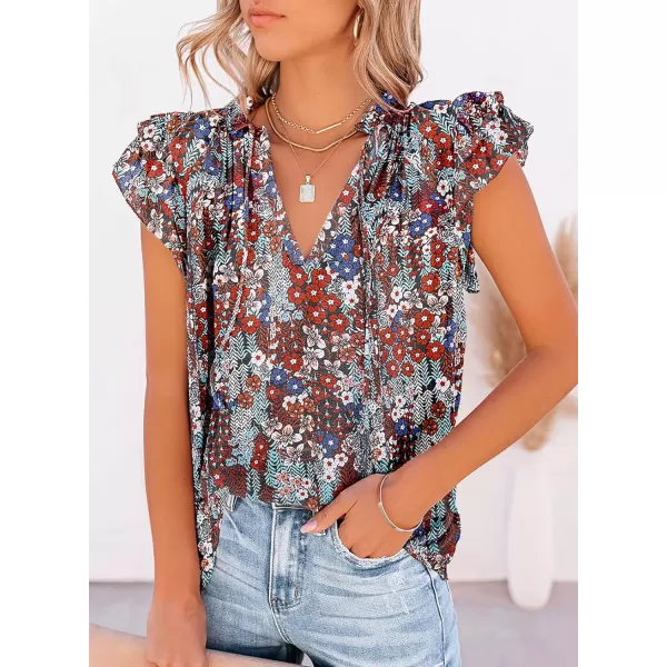 Dokotoo Women's Casual V Neck Tops Drawstring Short Sleeve T Shirt Blouses