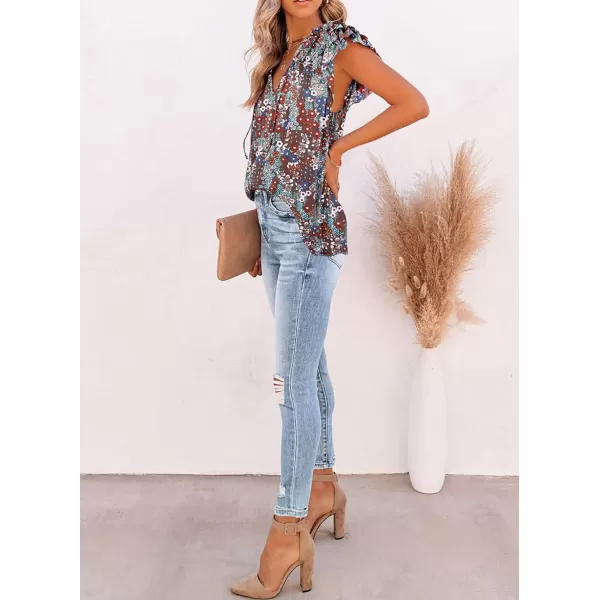 Dokotoo Women's Casual V Neck Tops Drawstring Short Sleeve T Shirt Blouses