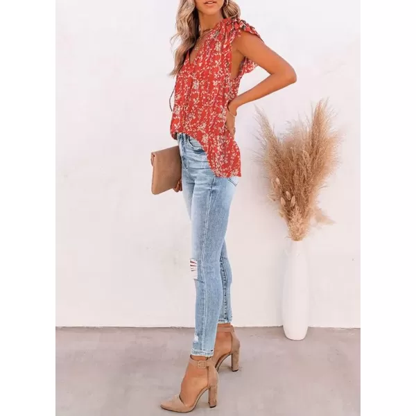 Dokotoo Women's Casual V Neck Tops Drawstring Short Sleeve T Shirt Blouses